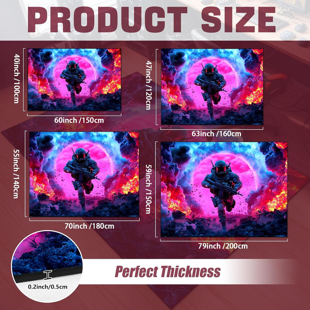 Shooting Gaming Area Rug Teen Boys Carpet, Battle Game Rug and Colorful Bomb Background War Design for Game Room, Gaming Room, Boys Girls Bedroom Playroom, Living Room (Running, 79" x 59")