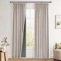 Pinch Pleated 100% Blackout Linen Curtains 96 Inches Long for Bedroom Living Room Memory Trained Pinch Pleat Linen Curtains Rustic Farmhouse Thermal Insulated Natural Cream Pleated Drapes 8ft 40x96