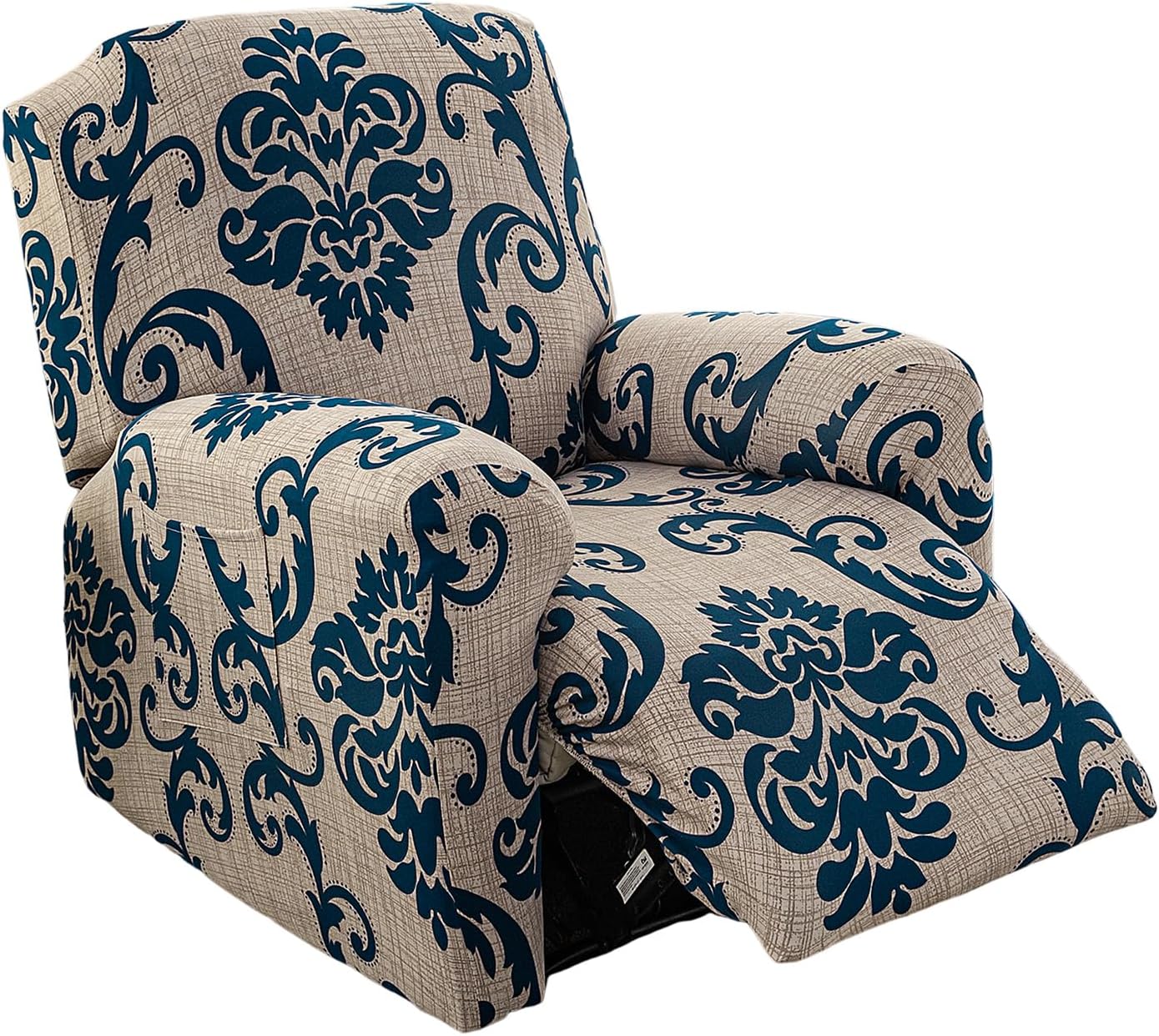 CRFATOP Printed Recliner Slipcover Stretch Reclining Chair Covers 4 Pieces Non Slip Recliner Sofa Slipcovers with Pocket Fitted Sofa Couch Cover Lazy Boy Chair Cover for Pet Kid Living Room,43