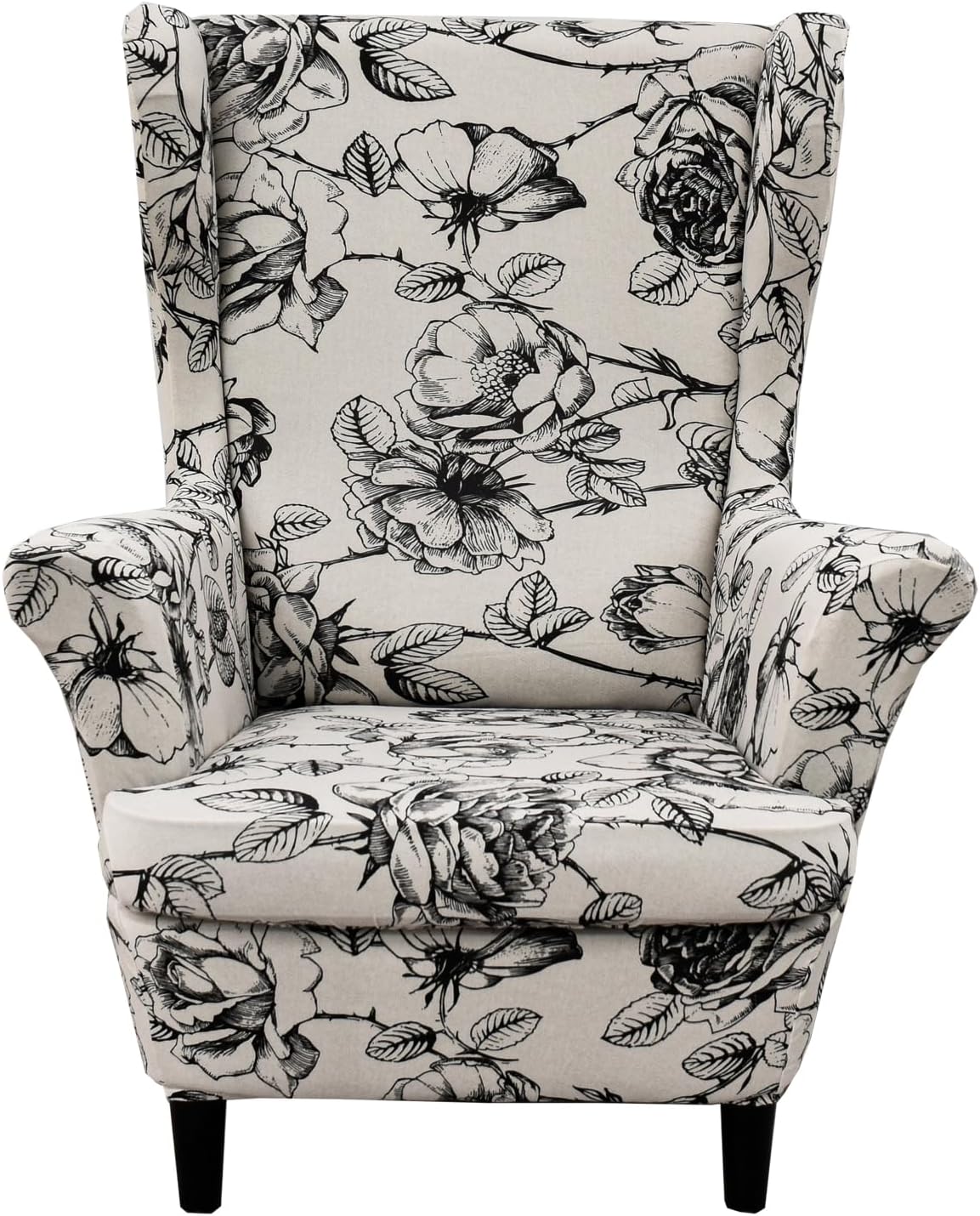 KRFOONN Stretch Wing Chair Slipcovers Printed 2 Piece Wingback Chair Covers Soft Spandex Wingback Armchair Slipcover Furniture Protector Chair Covers for Living Room Wingback Chair, T7