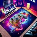 Gaming Area Rug Teen Boys Carpet, Transparent Gamepad and Colorful Lighting Background Game Controller Design for Game Room, Gaming Room, Boys Girls Bedroom Playroom, Living Room (79" x 59")