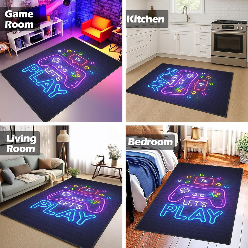 Gamer Rug for Game Room 5'x7' Non-Slip 3D Cool Printed Gaming Rugs for Bedroom and Living Room Decor