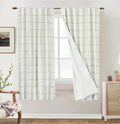 DriftAway 2 Panels 100% Blackout Windowpane Plaid Linen Curtains Double Layer Drapes for Bedroom 84 Inches Long Farmhouse Thermal Insulated 3.25 Inch Rod Pocket Back Tab for Living Room Taupe