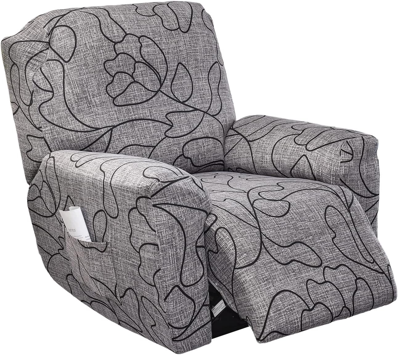 CRFATOP Stretch Recliner Cover 4-Pieces 1 Seat Recliner Chair Slipcovers Printed Fallon Collection Slipcover Recliner Lazy Boy Furniture Protector for Living Room,11