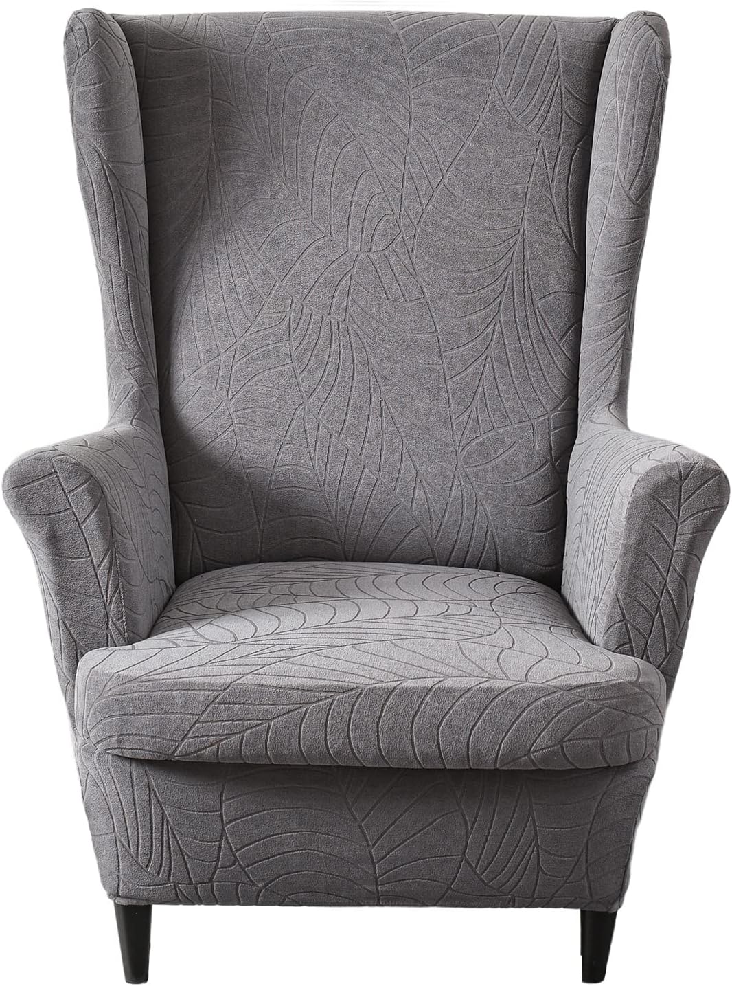 KRFOONN Stretch Wing Chair Slipcovers Printed 2 Piece Wingback Chair Covers Soft Spandex Wingback Armchair Slipcover Furniture Protector Chair Covers for Living Room Wingback Chair, T7