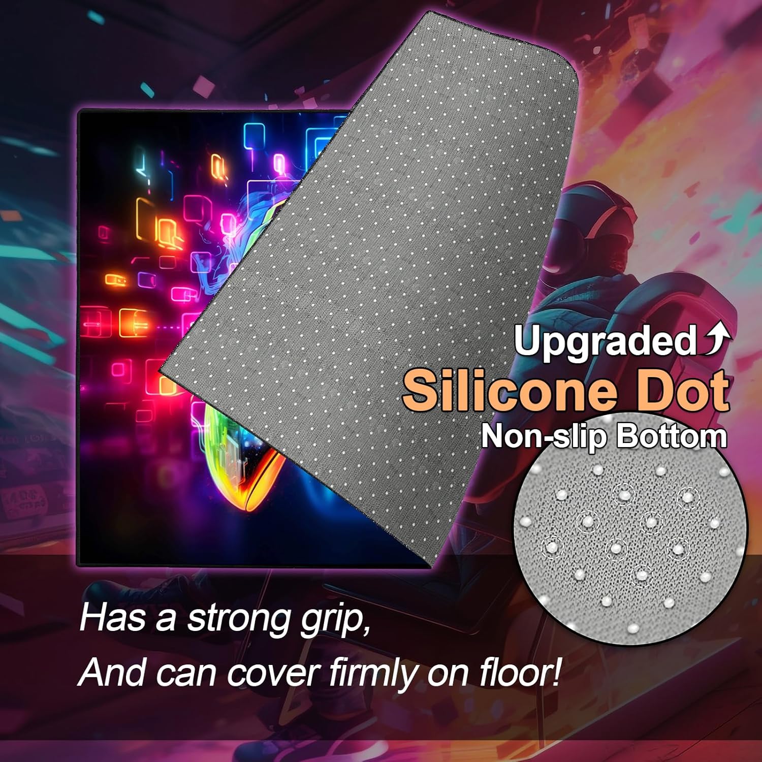 Gaming Area Rug Teen Boys Carpet, Transparent Gamepad and Colorful Lighting Background Game Controller Design for Game Room, Gaming Room, Boys Girls Bedroom Playroom, Living Room (79" x 59")