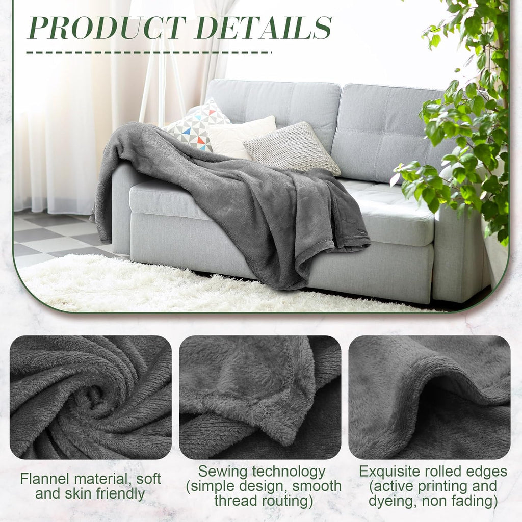 Buryeah 30 Pieces Fleece Blankets Bulk 50 x 60 Inch Soft Flannel Throw Blankets Lightweight Warm Plus for Wedding Couch Bed Home Sofa Office Gifts(Dark Grey)