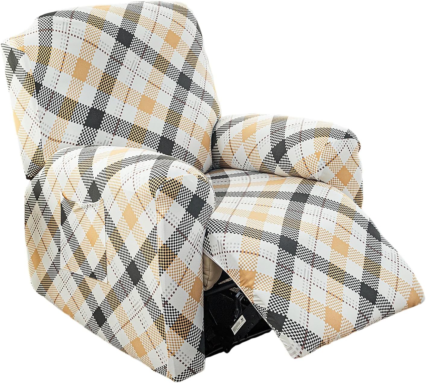 CRFATOP Printed Recliner Slipcover Stretch Reclining Chair Covers 4 Pieces Non Slip Recliner Sofa Slipcovers with Pocket Fitted Sofa Couch Cover Lazy Boy Chair Cover for Pet Kid Living Room,43