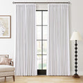 100% Blackout Pinch Pleated Curtains Linen 90 Inches Long for Bedroom 2 Panels Set Full Black Out Thermal Insulated Curtain Natural Boho Farmhouse Pinch Pleat Double Layer Room Darkening Drapes Cream
