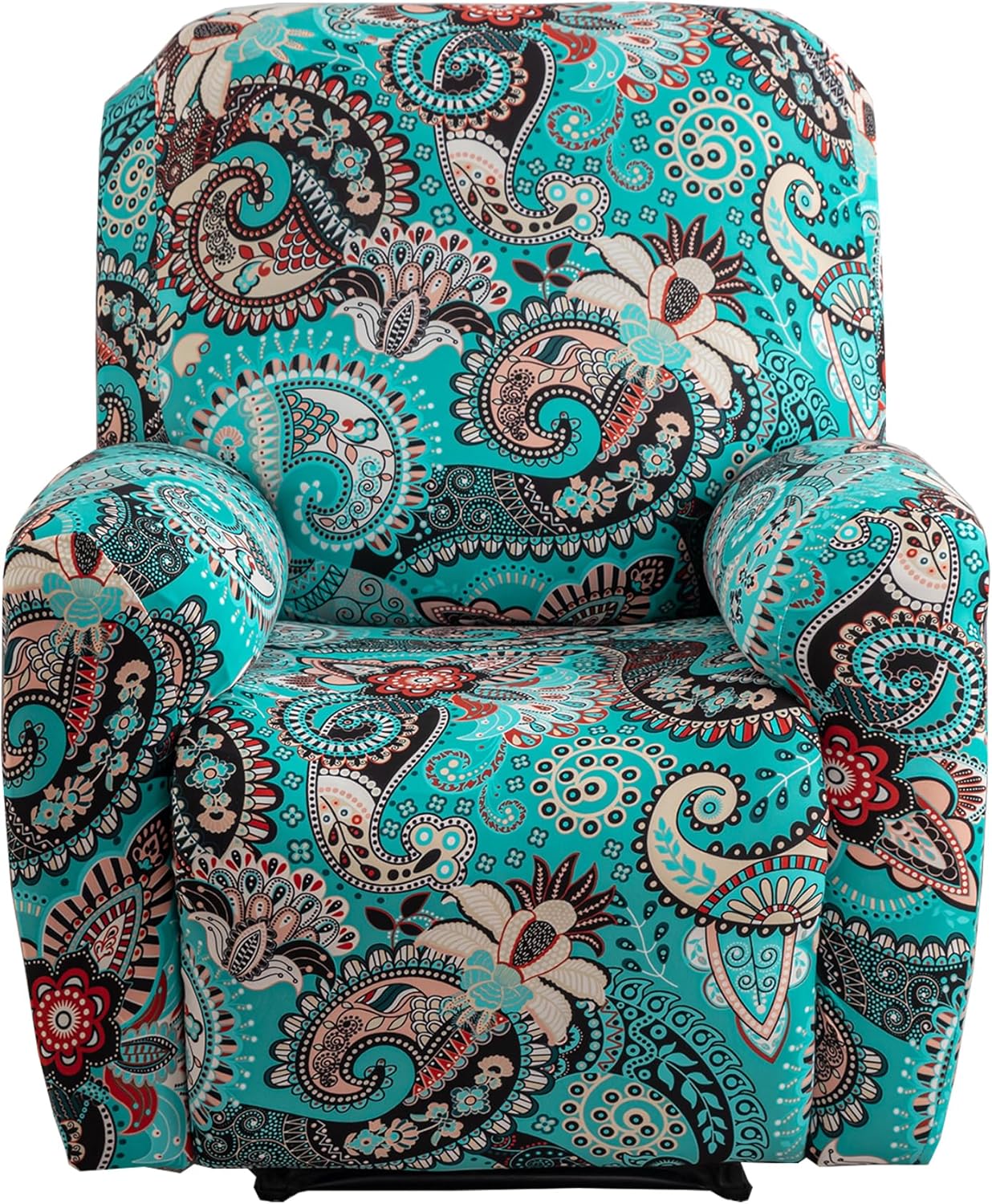 CRFATOP Printed Recliner Slipcover Stretch Reclining Chair Covers 4 Pieces Non Slip Recliner Sofa Slipcovers with Pocket Fitted Sofa Couch Cover Lazy Boy Chair Cover for Pet Kid Living Room,43